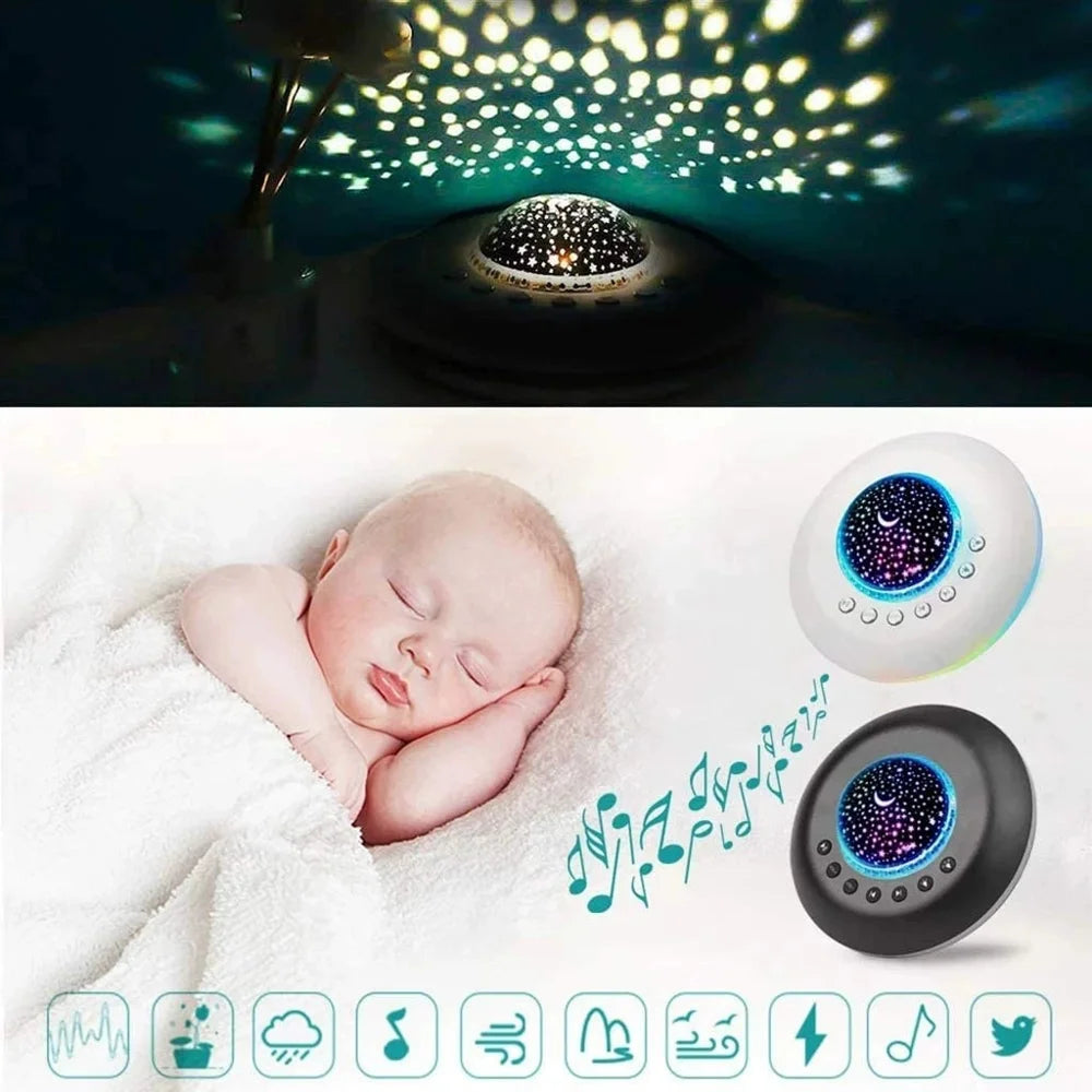 Baby Sleep Sound Machine White Noise Night Light Star Projector Sleep Aid with Timer for Nursery - White - 6