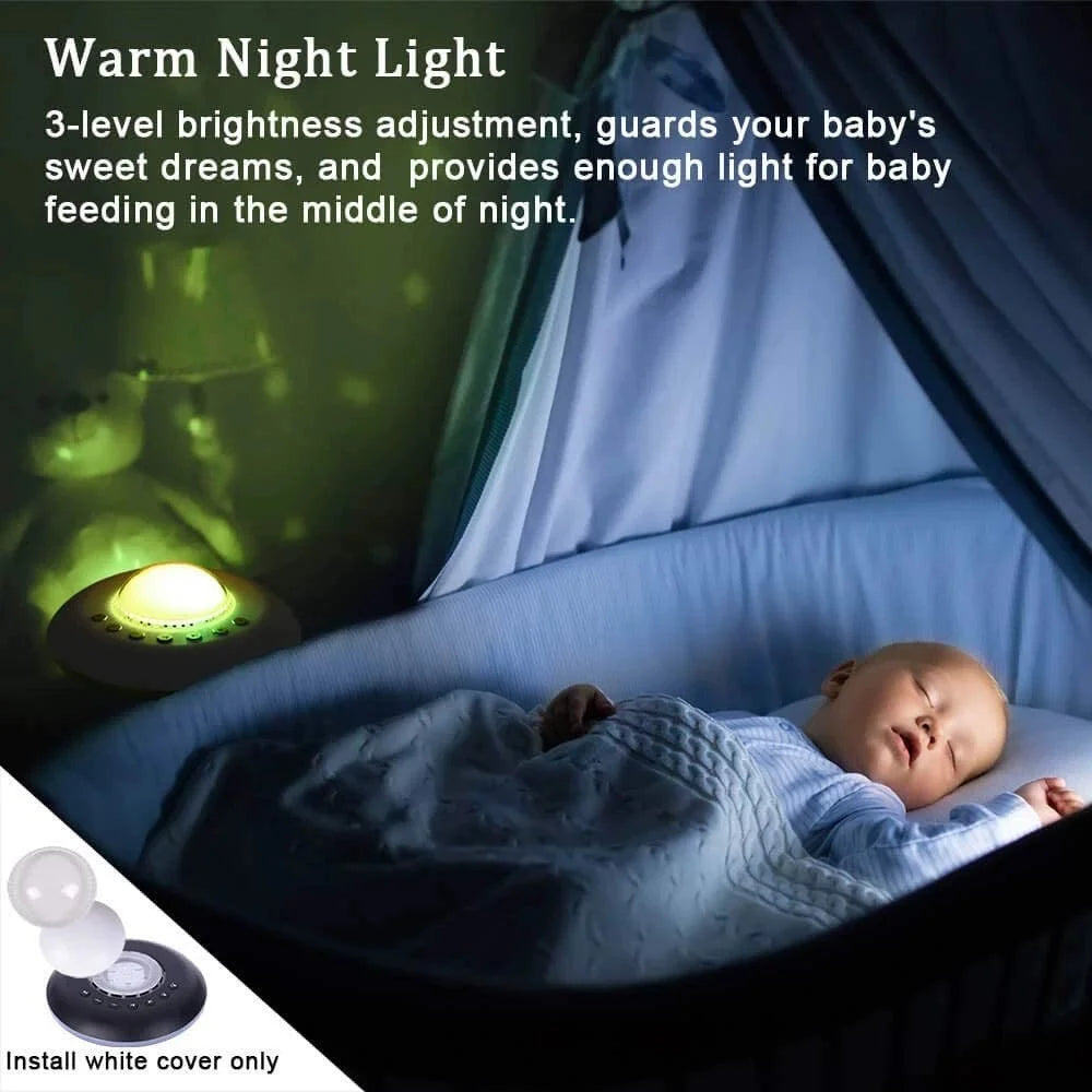 Baby Sleep Sound Machine White Noise Night Light Star Projector Sleep Aid with Timer for Nursery - White - 7