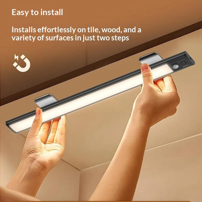 LDNIO Y5 410mm 3W Smart PIR Motion Sensor Under Cabinet LED Light Rechargeable Magnetic Night Light for Kitchen - Black - 3