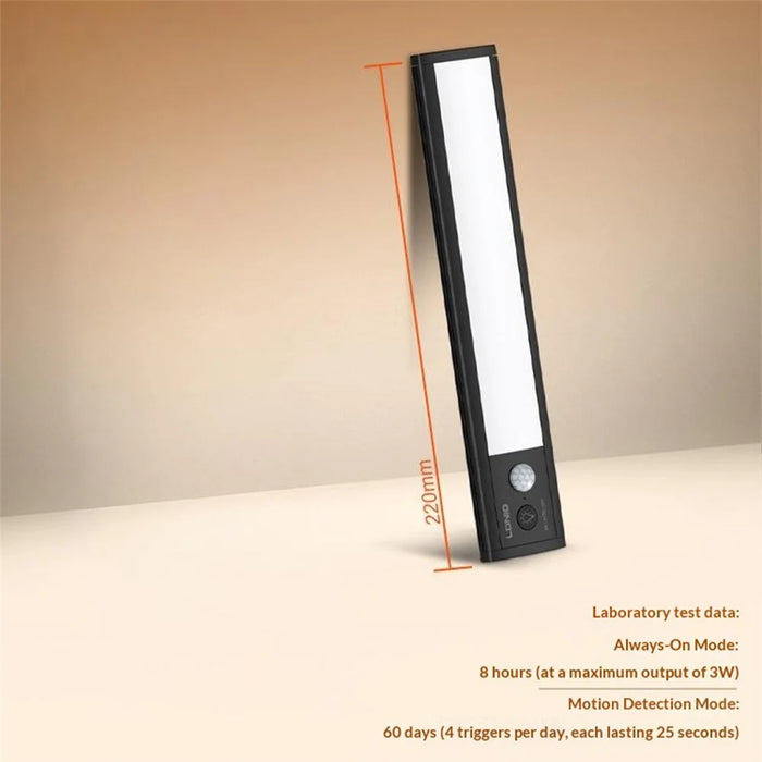 LDNIO Y5-1 220mm 1.5W Smart PIR Motion Sensor Under Cabinet LED Light Rechargeable Magnetic Night Light for Kitchen - Black - 6