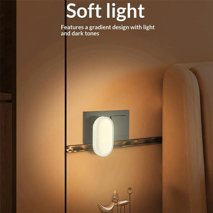 LDNIO Y1 0.5W Plug-in LED Night Light Auto Switch 3500K Warm Light for Bedroom Hallway - White  /  EU Plug - 5