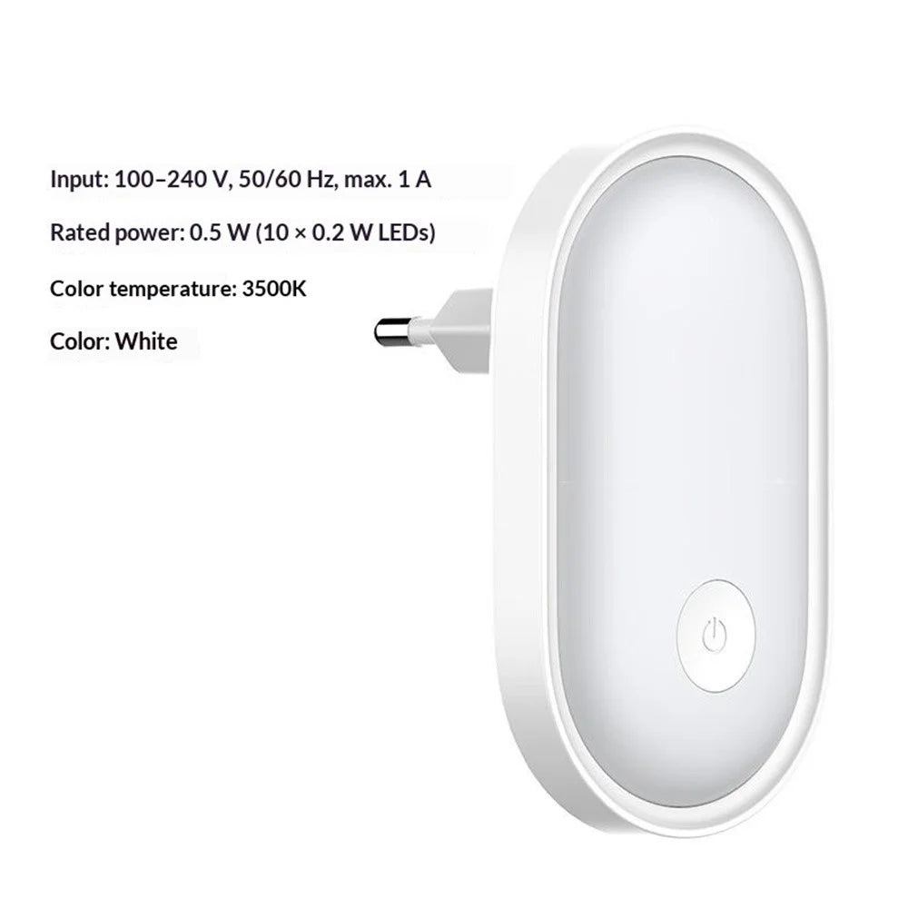 LDNIO Y1-1 0.5W Plug-in LED Night Light Auto Switch 3500K Warm White Light for Bedroom Hallway - White  /  EU Plug - 2