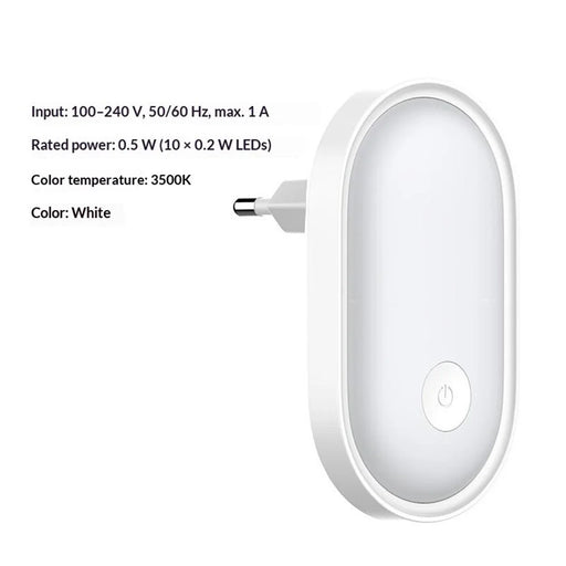 LDNIO Y1-1 0.5W Plug-in LED Night Light Auto Switch 3500K Warm White Light for Bedroom Hallway - White  /  EU Plug - 2