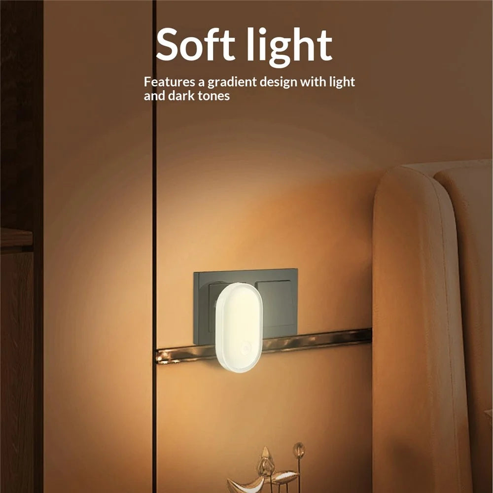 LDNIO Y1-1 0.5W Plug-in LED Night Light Auto Switch 3500K Warm White Light for Bedroom Hallway - White  /  EU Plug - 4