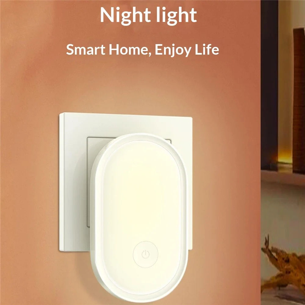 LDNIO Y1-1 0.5W Plug-in LED Night Light Auto Switch 3500K Warm White Light for Bedroom Hallway - White  /  EU Plug - 7