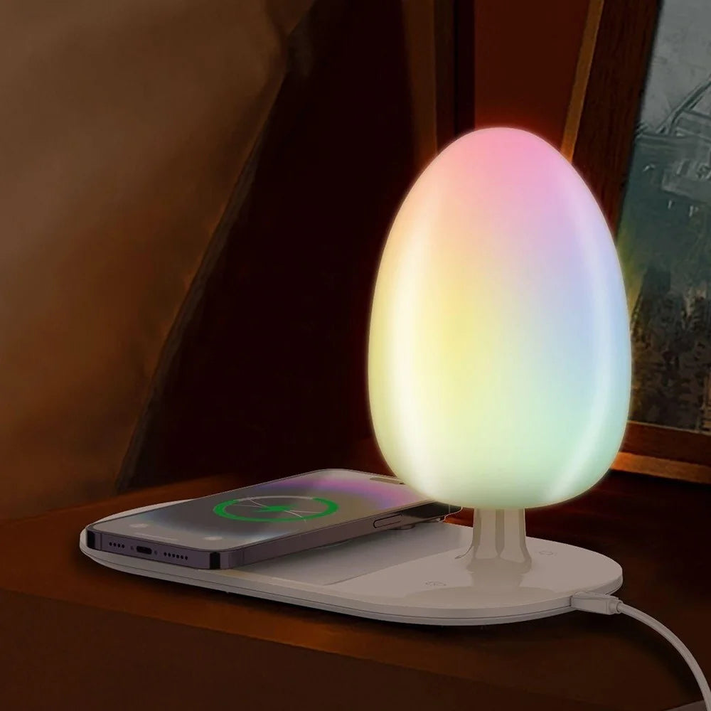 LDNIO Y3 2-in-1 Wireless Phone Charger Desk Lamp 15W Fast Charging RGB Touch Dimming Bedside Night Light - White - 3
