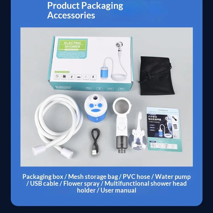 Portable Electric Shower IPX7 Waterproof with 3 Spray Modes for Outdoor Camping - 6