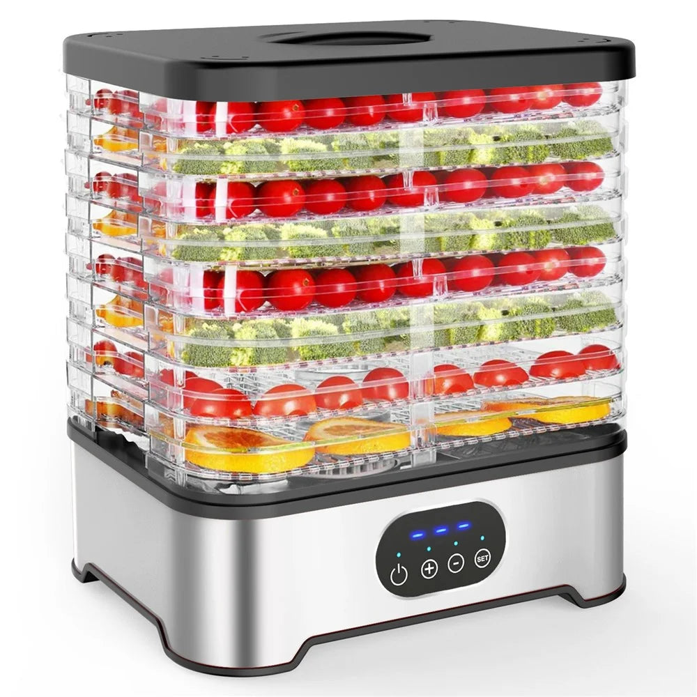 RZ-166 8-Layer Food Dehydrator 400W 95-158 Degree Fahrenheit Digital Food Dryer Machine (BPA Free, No FDA) - Silver  /  EU Plug - 1