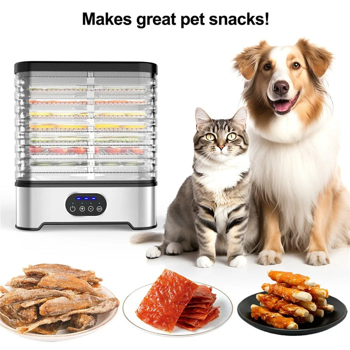 RZ-166 8-Layer Food Dehydrator 400W 95-158 Degree Fahrenheit Digital Food Dryer Machine (BPA Free, No FDA) - Silver  /  EU Plug - 2