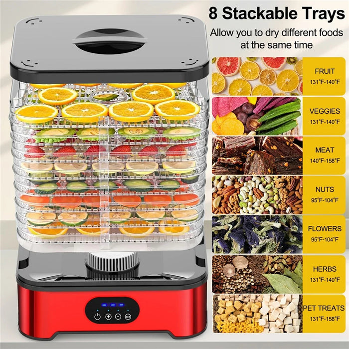 RZ-166 8-Layer Food Dehydrator 400W 95-158 Degree Fahrenheit Digital Food Dryer Machine (BPA Free, No FDA) - Silver  /  EU Plug - 3