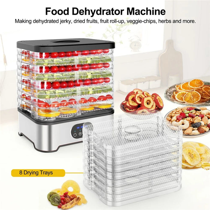 RZ-166 8-Layer Food Dehydrator 400W 95-158 Degree Fahrenheit Digital Food Dryer Machine (BPA Free, No FDA) - Silver  /  EU Plug - 6