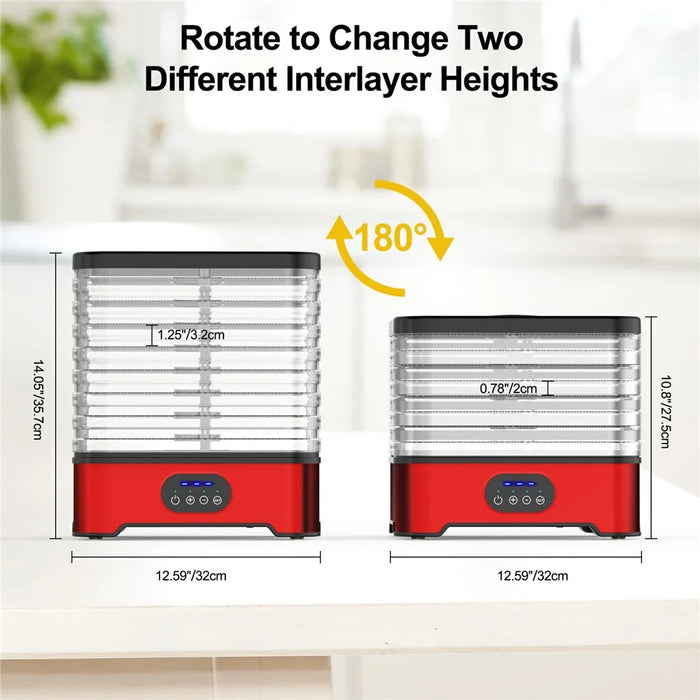 RZ-166 8-Layer Food Dehydrator 400W 95-158 Degree Fahrenheit Digital Food Dryer Machine (BPA Free, No FDA) - Silver  /  EU Plug - 7