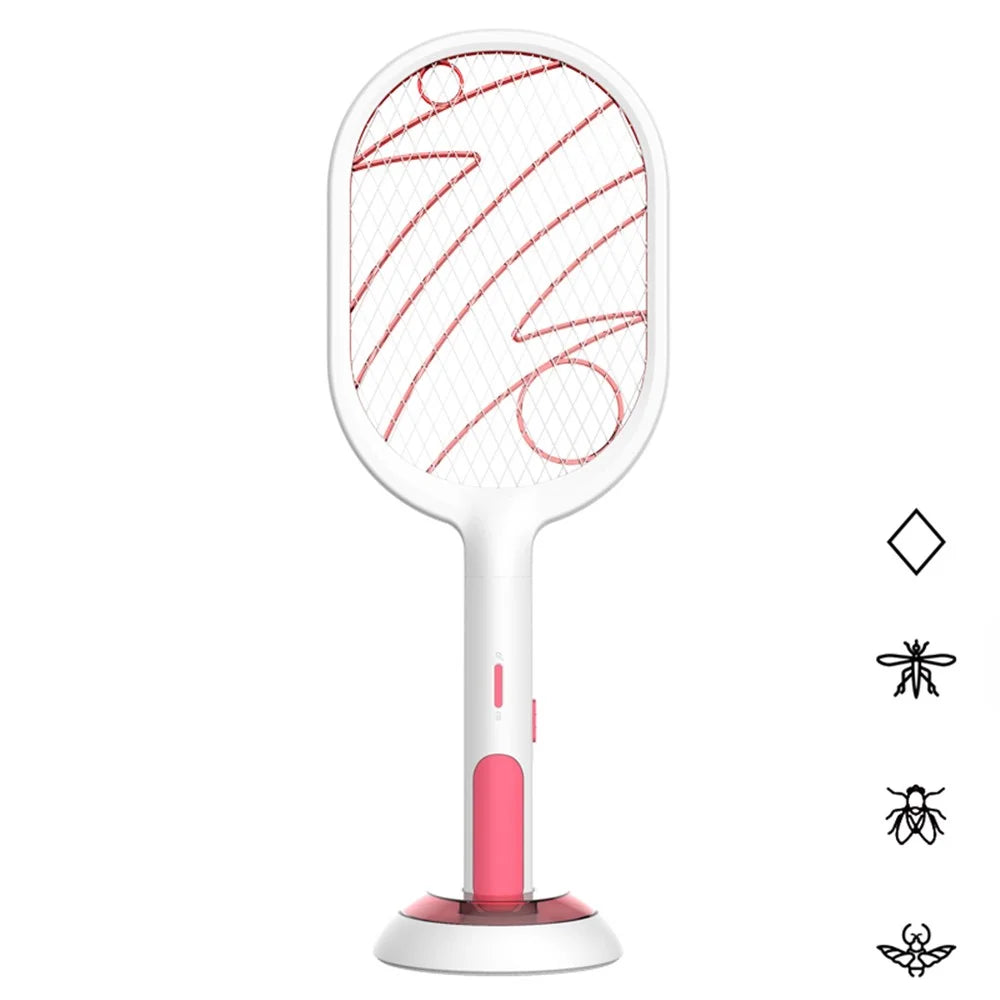 WP-09 Handheld Home Electric Fly Mosquito Swatter Racket Bug Racket Insects Killer Anti Mosquito Fly Trap - White - 1