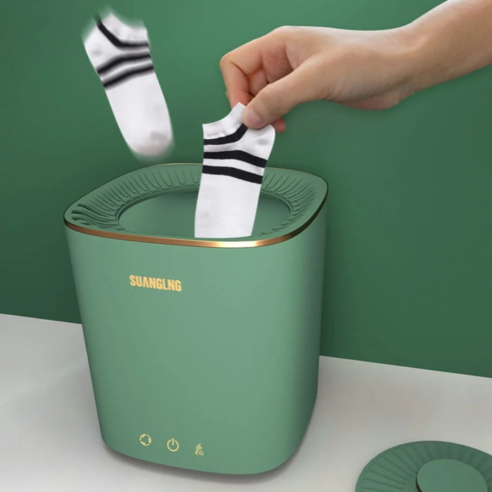 B18 Mini Portable Washing Machine Laundry Automatic Dormitory Underwear Washing Blu Light Sterilization Machine for Washing Socks Machine - Green - 4