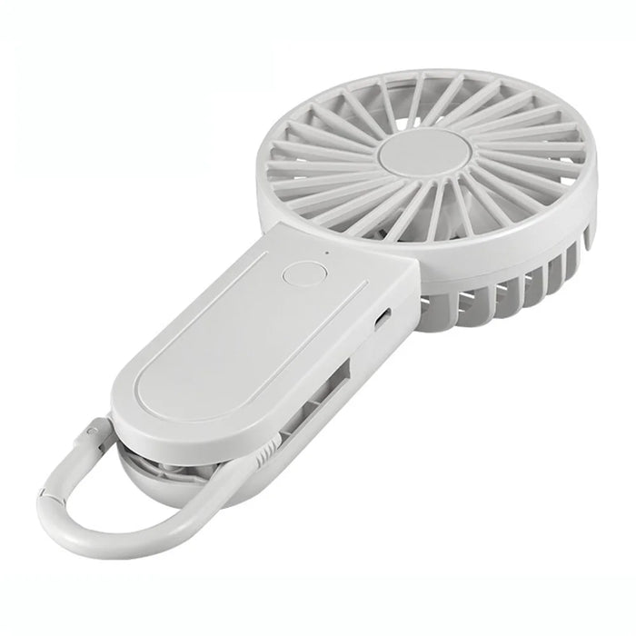Y7 Mini USB Rechargeable Hand-held Desktop Fan Summer 3-Speed Cooling Fan with Telescopic Hook - White - 2