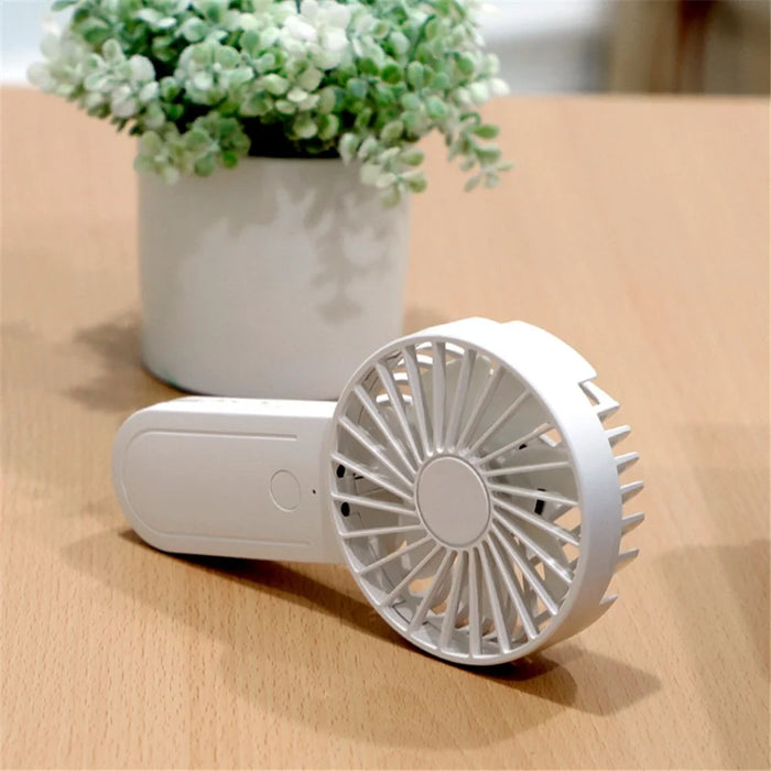 Y7 Mini USB Rechargeable Hand-held Desktop Fan Summer 3-Speed Cooling Fan with Telescopic Hook - White - 3