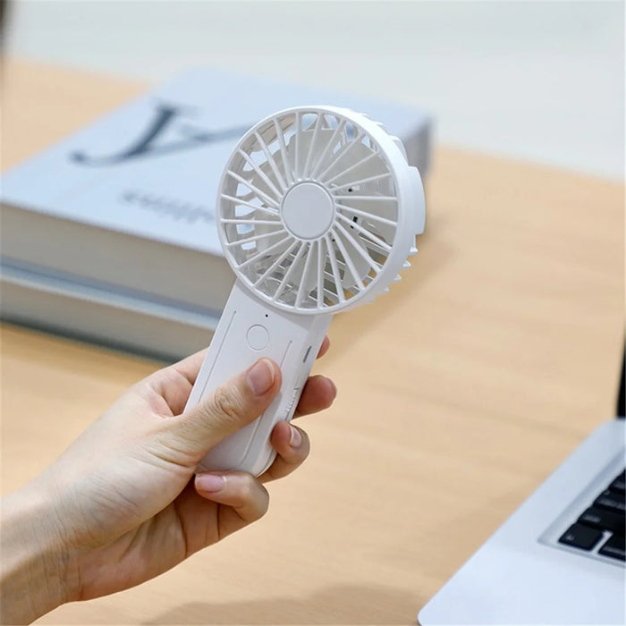 Y7 Mini USB Rechargeable Hand-held Desktop Fan Summer 3-Speed Cooling Fan with Telescopic Hook - White - 4