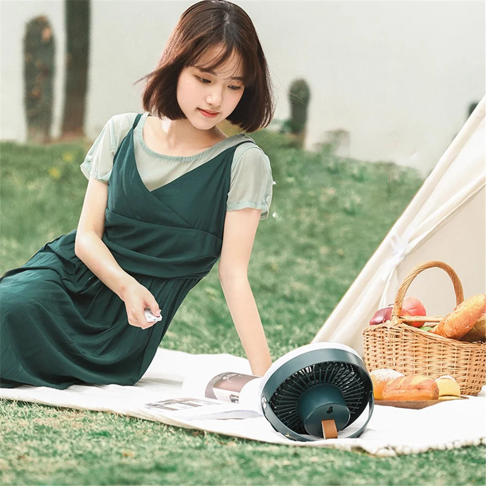 WT-N2 Mini Fan Portable Fan Rechargeable with Hanging Strap and LED Fill Light - Green - 5