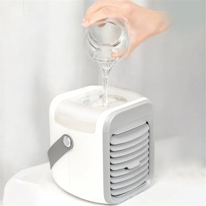 WT-F26 Portable 300ml Large Capacity Desktop Air Cooler Ventilator Fast Cooling Down Mist Maker Fan Combinations Top Filling Fan Humidifier for Home/Office/Bedroom, Built-in 2000mAh Battery - Blue - 4