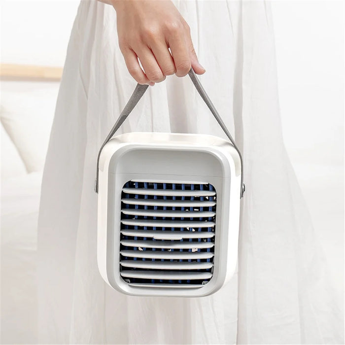WT-F26 Portable 300ml Large Capacity Desktop Air Cooler Ventilator Fast Cooling Down Mist Maker Fan Combinations Top Filling Fan Humidifier for Home/Office/Bedroom, Built-in 2000mAh Battery - Blue - 5