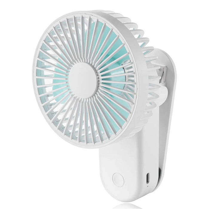 F21 Portable Mini Fan 1200mAh Rechargeable USB Battery Desktop Fan with Magnetic Base Clip - White - 1