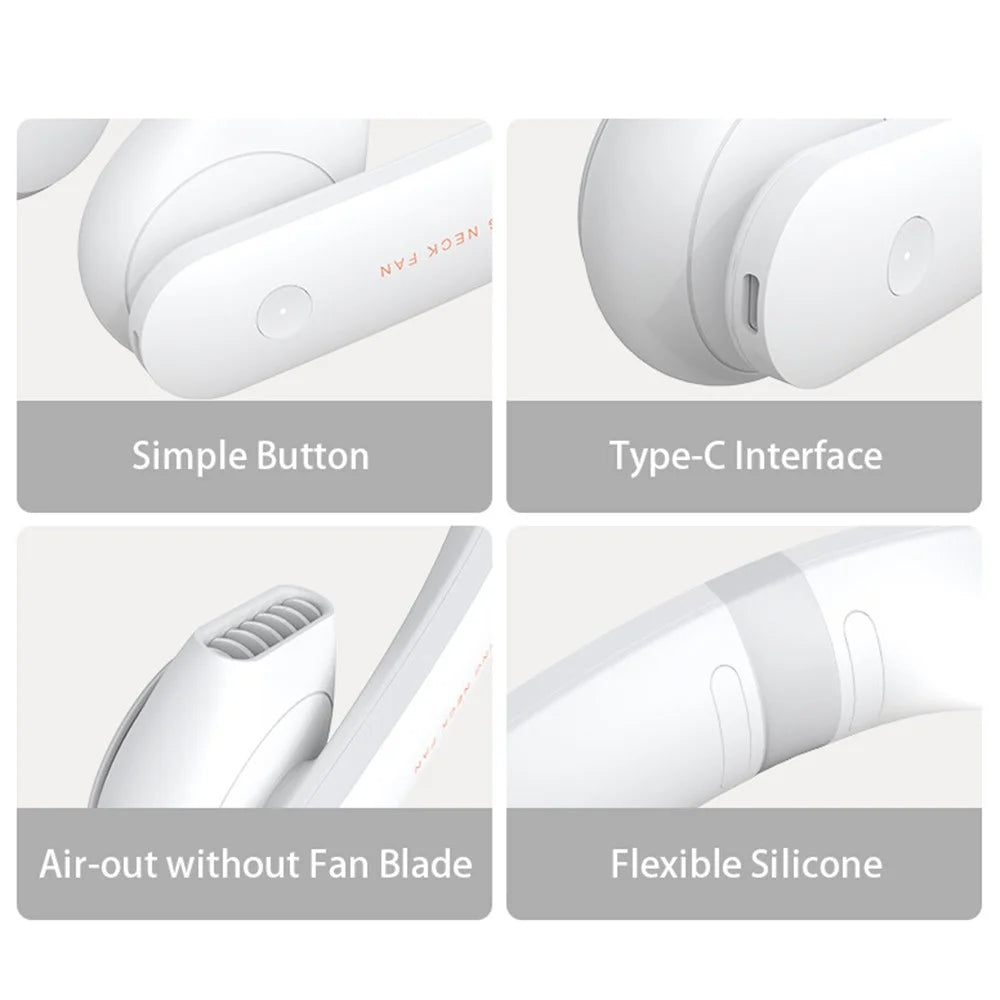 F13 Portable Neck Fan USB Rechargeable Summer Mini Cooling Fan Quiet 3 Wind Speed Personal Fan - 7