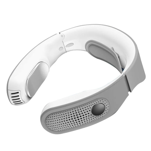 K-001 Portable Neck-mounted Fan Air Conditioner Cooling Electric Fan USB Rechargeable Neck Warmer Fan Creating Cool Breeze and Warm Air - Grey - 1