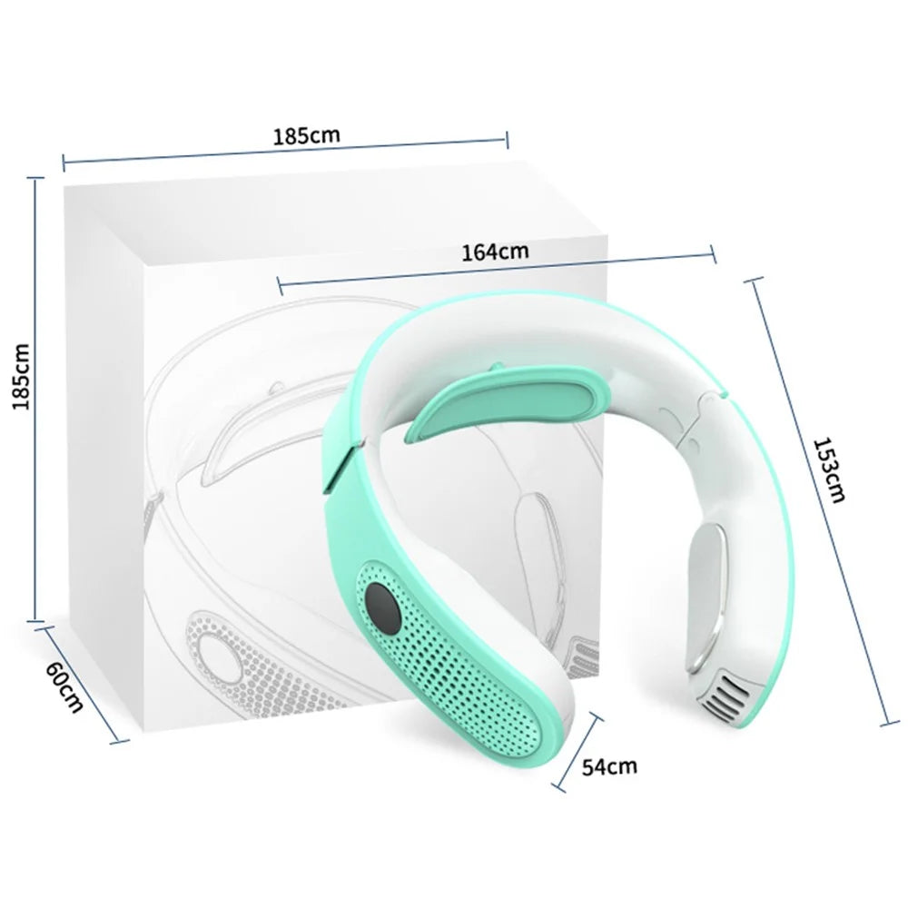 K-001 Portable Neck-mounted Fan Air Conditioner Cooling Electric Fan USB Rechargeable Neck Warmer Fan Creating Cool Breeze and Warm Air - Grey - 5