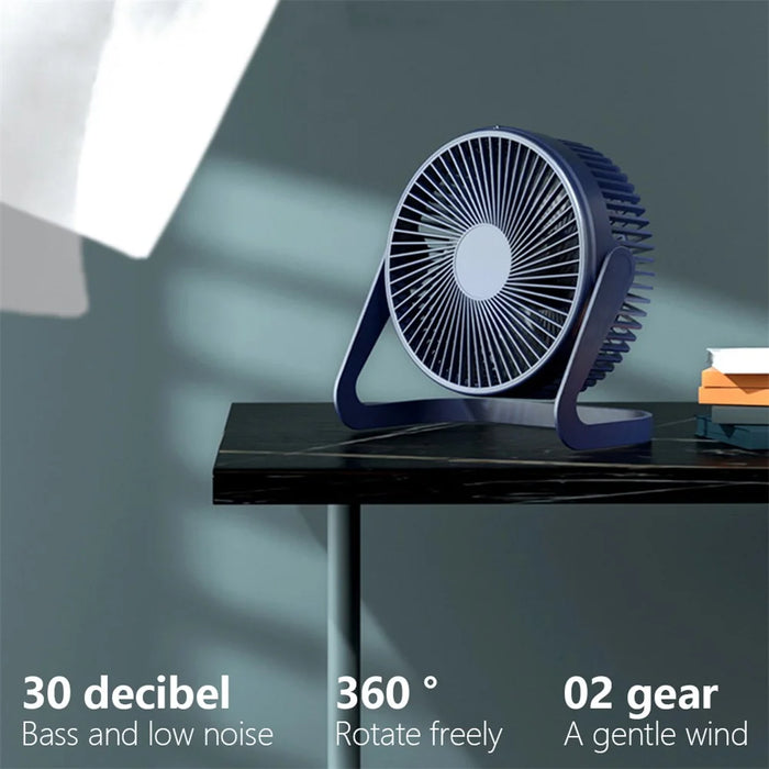 360 Degrees Rotating Fan USB Rechargeable Handheld Mini Low Noise Small Fan Summer Cooler - Purple Black - 3