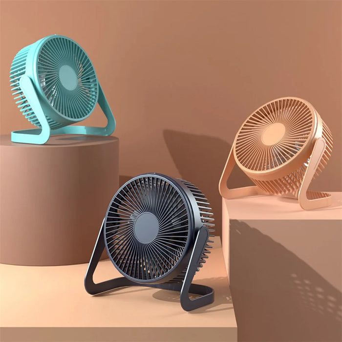 360 Degrees Rotating Fan USB Rechargeable Handheld Mini Low Noise Small Fan Summer Cooler - Purple Black - 4