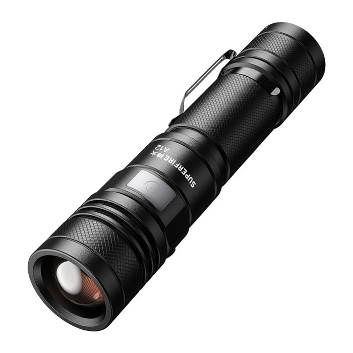 SUPERFIRE A12 Handheld Flashlight 15W Adjustable Focus Waterproof Drop Resistant with 5 Modes for Outdoor Emergency Use (without Battery) - 1