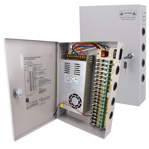 SOMPOM 12V 30A DC Distributed Power Supply Box with 18 Channel Output for CCTV LED and All 12V DC Devices - 1