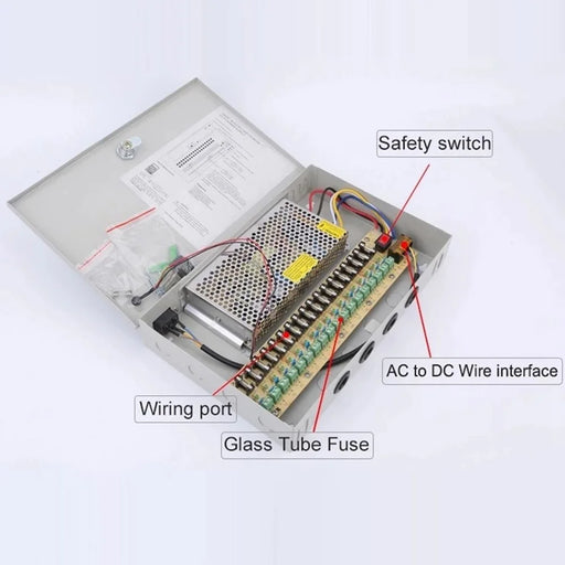 SOMPOM 12V 20A DC Distributed Power Supply Box 18 Channel CCTV Power Supply Box for Security Camera System DVRs IP Cameras CCTV Cameras - 2