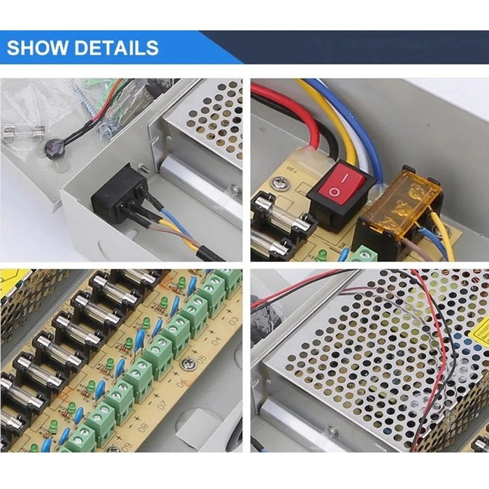 SOMPOM 12V 20A DC Distributed Power Supply Box 18 Channel CCTV Power Supply Box for Security Camera System DVRs IP Cameras CCTV Cameras - 3