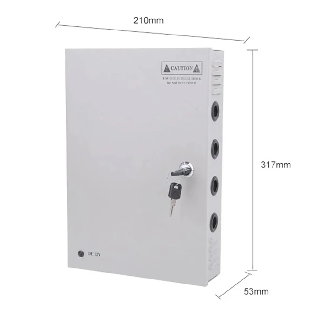 SOMPOM 18 Channel CCTV Power Supply Box for Security Camera System DVRs IP Cameras CCTV Cameras, 12V 15A DC Distributed Power Supply Box with Key Lock - 7