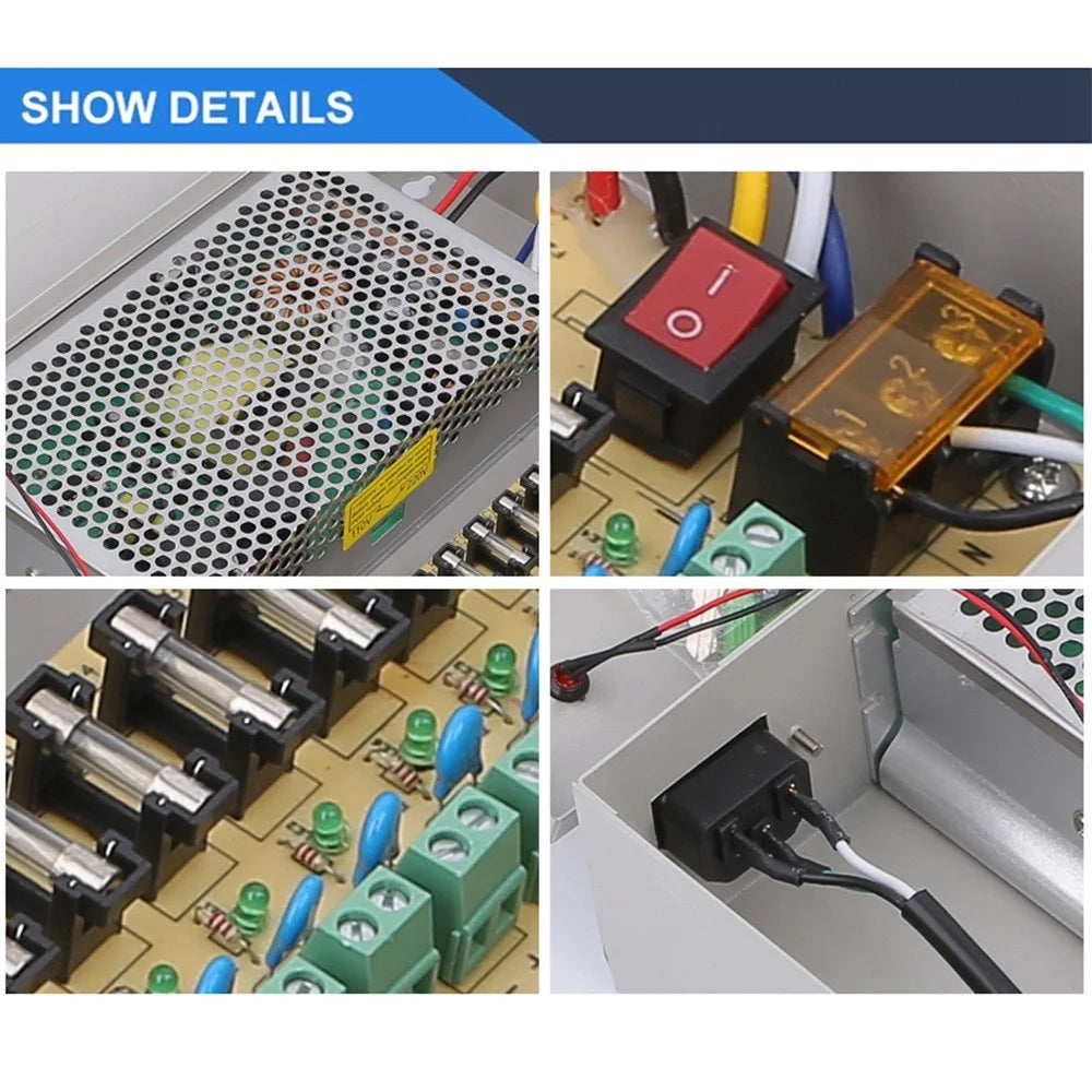 SOMPOM 12V 10A 18 Channel DC Distributed Power Supply Box for CCTV LED and All 12V DC Devices - 3