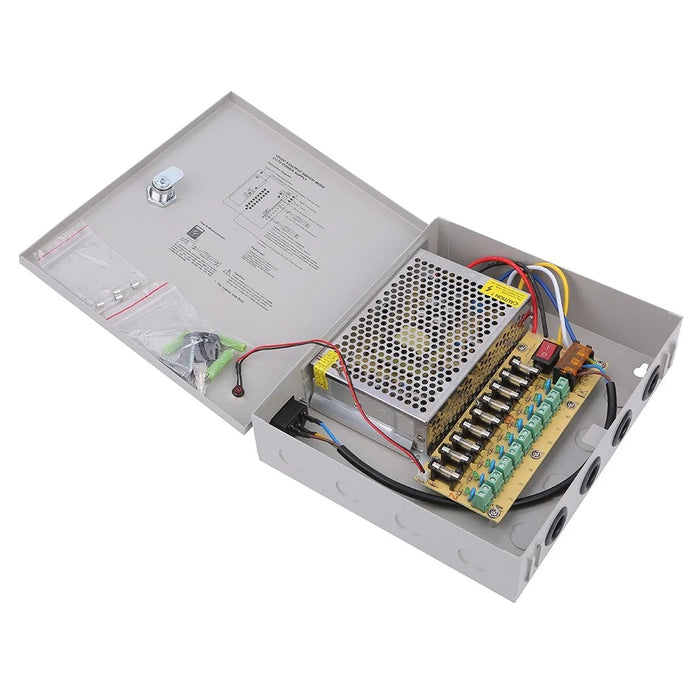 SOMPOM CCTV Power Supply 9CH Channel Port Box 12V 10A Distributed Power Supply Output - 4