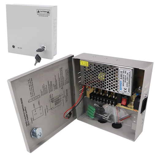 SOMPOM 4 Channel/Port DC 12V 3A Security Camera Power Supply Distribution with Metal Box for Cameras IP CCTV DVR Surveillance System - 1