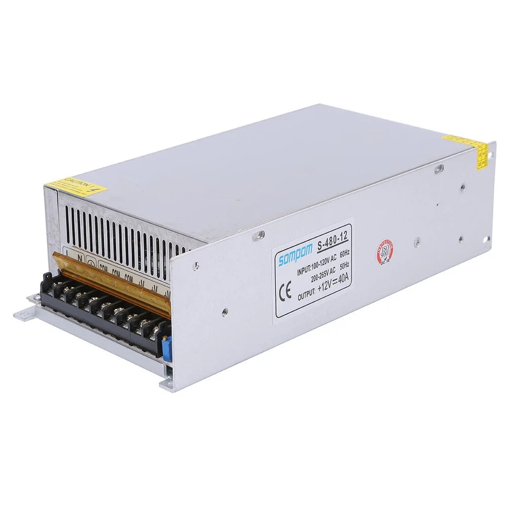 SOMPOM S-480-12 12V 40A 480W LED Strip Driver Power Supply Voltage Transformer Power Switch - 1