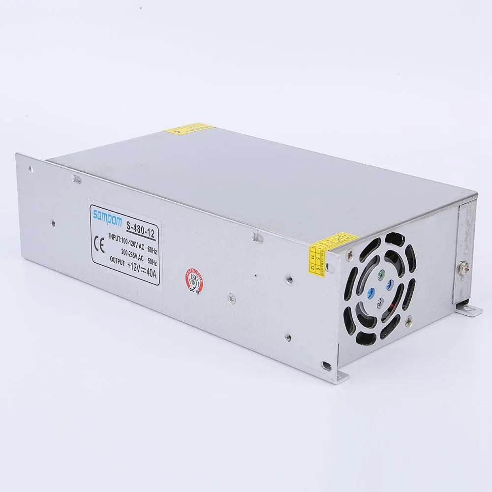 SOMPOM S-480-12 12V 40A 480W LED Strip Driver Power Supply Voltage Transformer Power Switch - 3