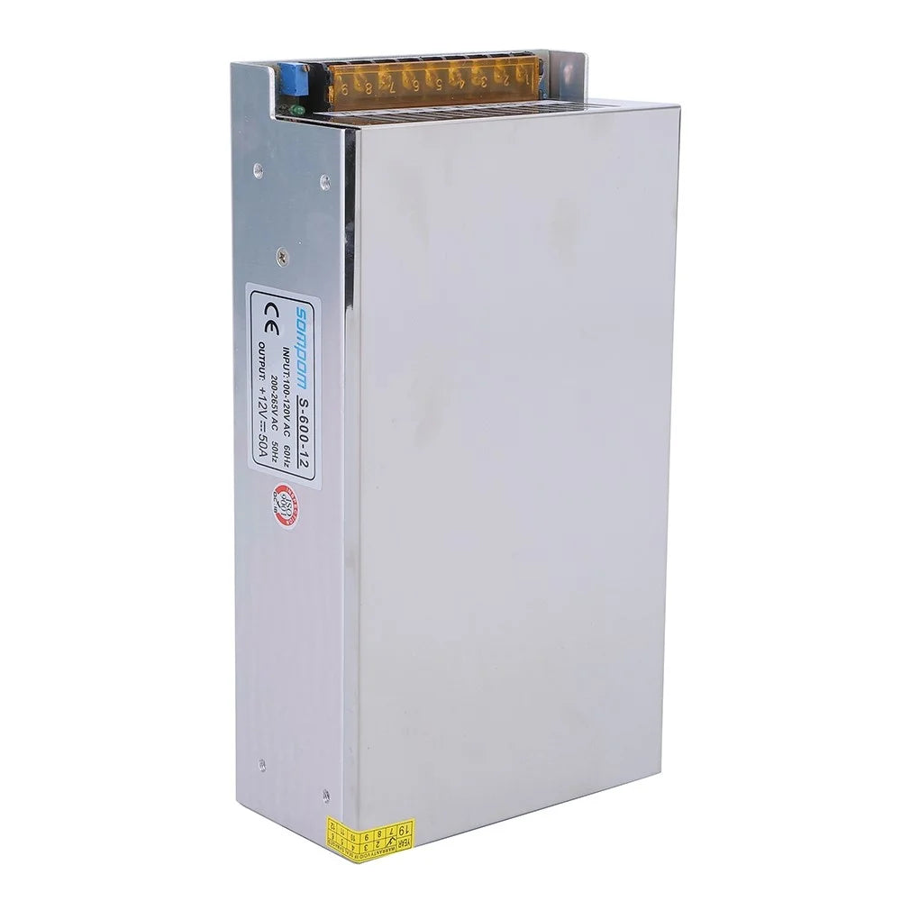 SOMPOM S-600-12 12V 50A 600W Lighting Monitor LED Strip Driver Power Supply Voltage Transformer Power Switch - 2