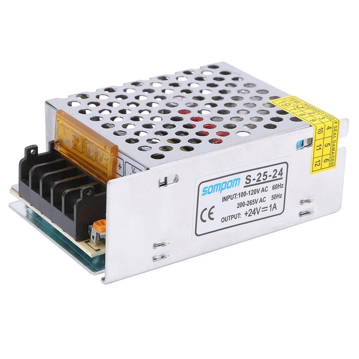 SOMPOM S-25-24 24V 1A 25W Power Supply LED Strip Driver DC Voltage Transformer Power Switch - 1