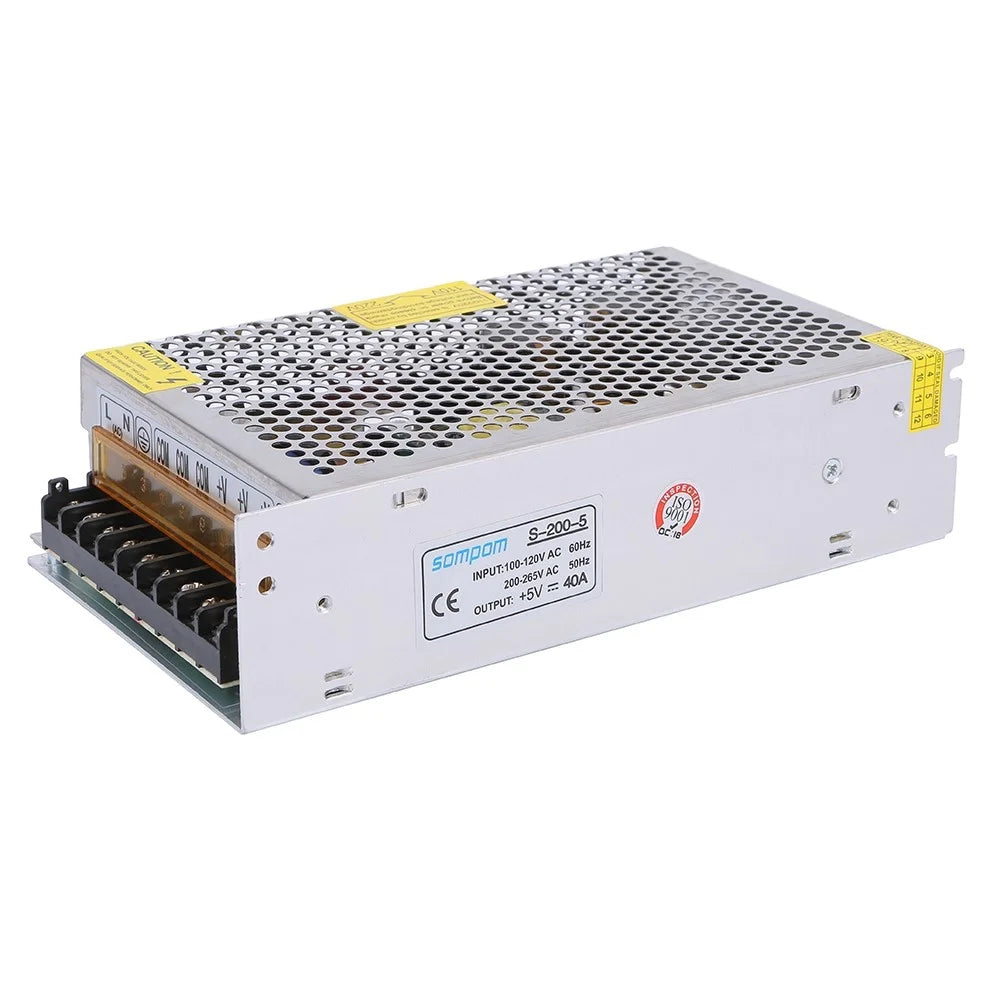 SOMPOM S-200-5 5V 40A 200W Lighting Transformer Power Supply Switch Drive LED Strip Power Source for Display Lighting Monitor - 1