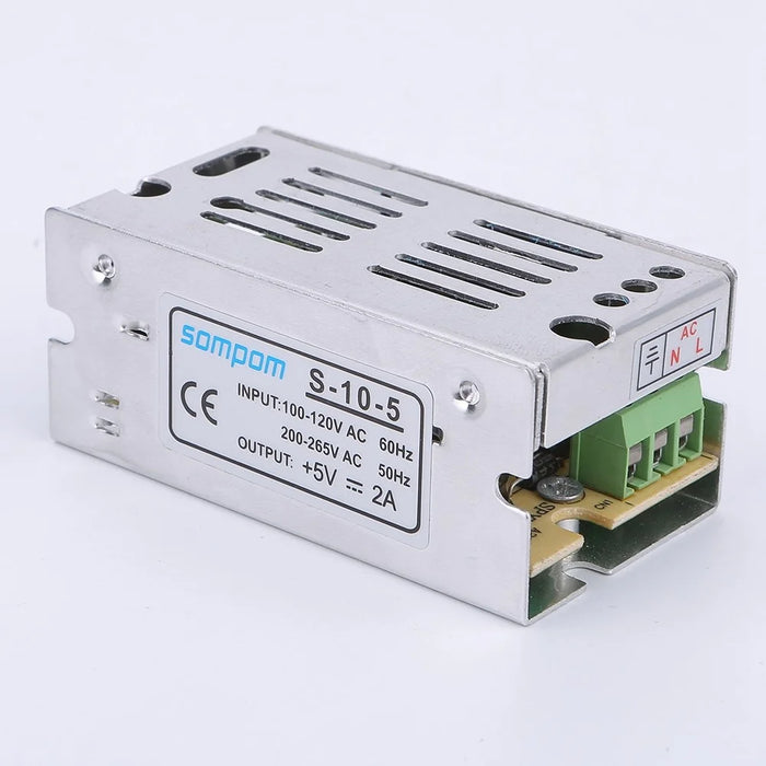 SOMPOM S-10-5 5V 2A 10W Power Supply LED Strip Lights Driver Fast Dissipation Aluminum Power Adapter - 5