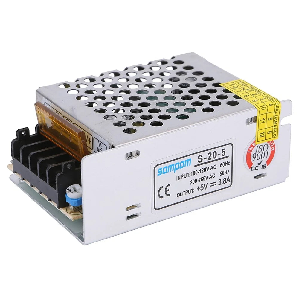 SOMPOM S-20-5 5V 3.8A 20W Durable LED Strip Lights Power Supply for Display Lighting Monitor - 1