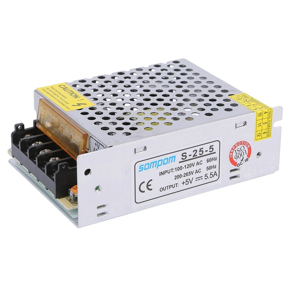 SOMPOM S-25-5 5V 5.5A 25W Power Supply LED Driver Universal Regulated Transformer DC Adapter - 1