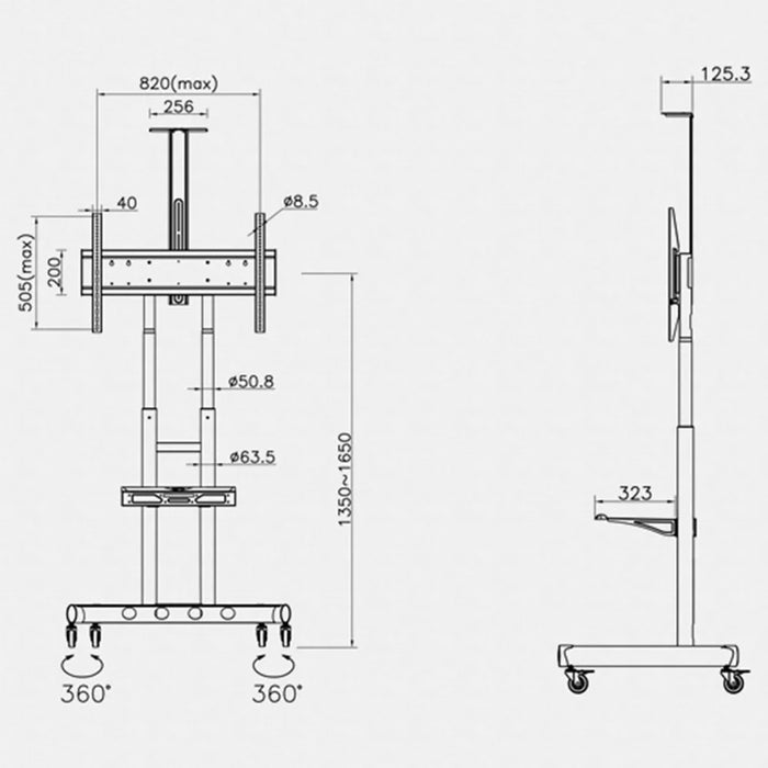NORTH BAYOU AVA1800-70-1P Mobile TV Cart Rooling TV Stand with Wheels for 55-80 inch Flat Panel Screens - 5