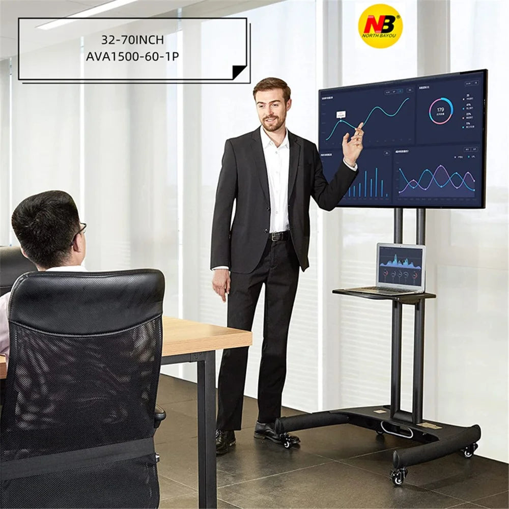 NORTH BAYOU AVA1500-60-1P Mobile TV Cart 32"-70" Flat Panel LED LCD Plasma TV Stand with Camera Tray and AV Shelf - 3