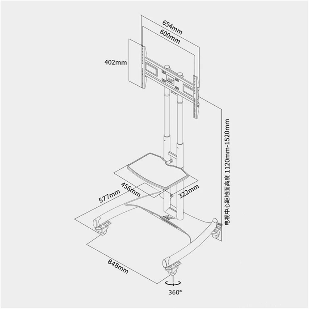 NORTH BAYOU AVA1500-60-1P Mobile TV Cart 32"-70" Flat Panel LED LCD Plasma TV Stand with Camera Tray and AV Shelf - 7