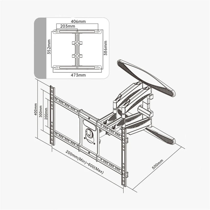 NORTH BAYOU P65 55-85 Inch TV Wall Mount Stretching Full Motion LED LCD Screen Mount, 68.2kg Bearing Weight - 7